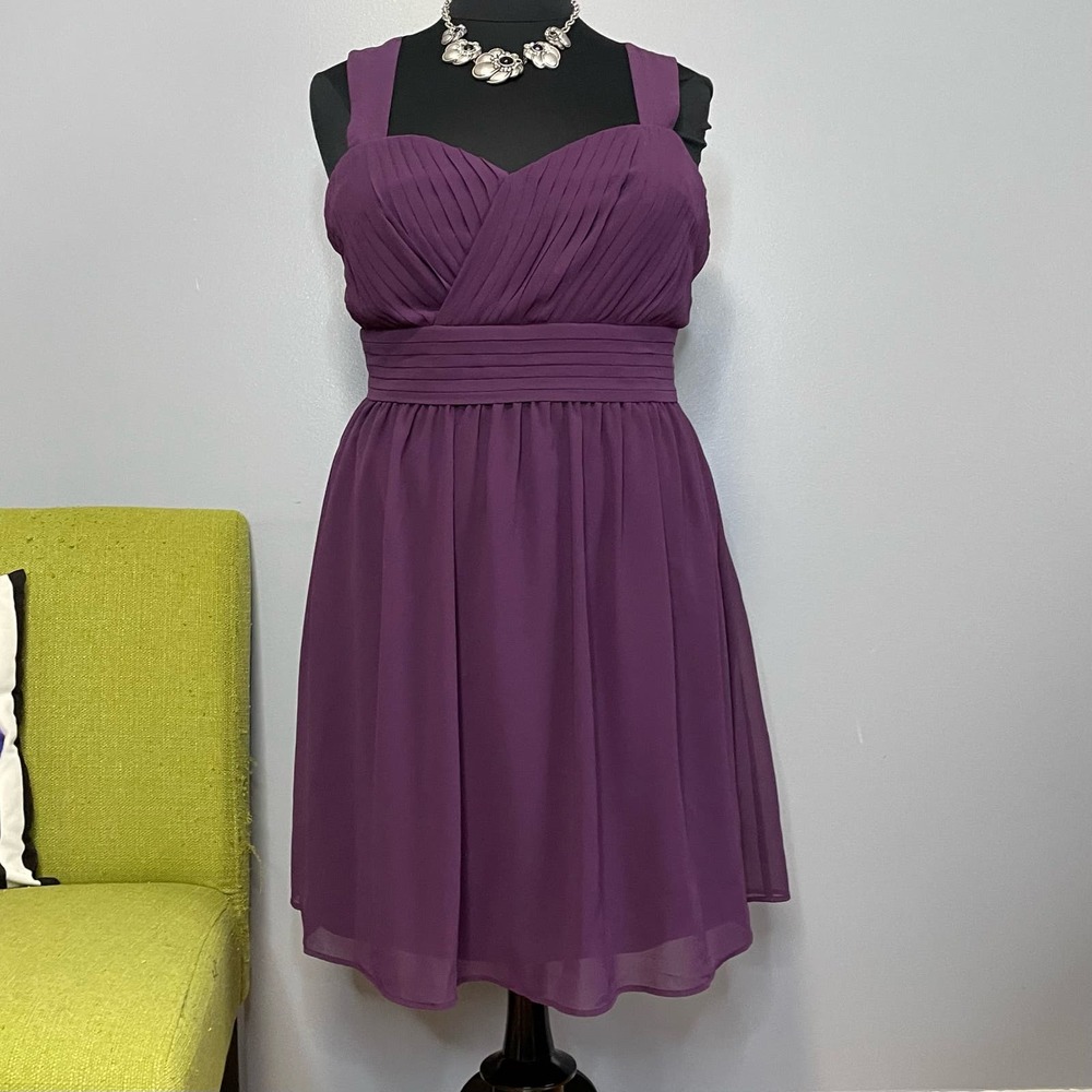 Modcloth Purple Chiffon Pleated Blissful Visions Dress 1x